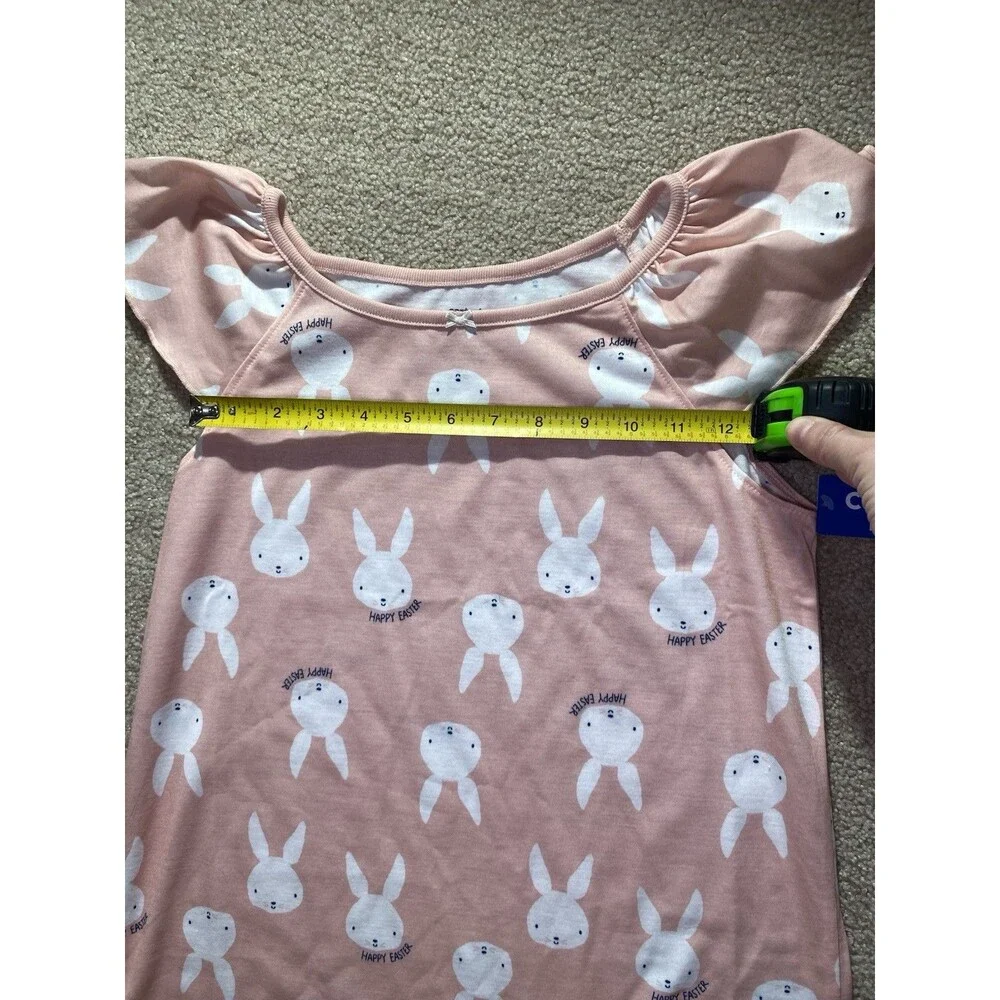 Carter's Girl's Pink Easter Bunny Flutter Sleeve Nightgown NWT Size 12-14